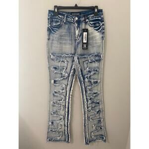Distressed Blue Flare Jeans